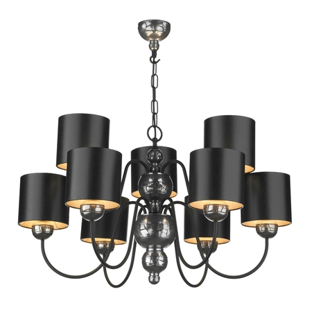  Garbo Pewter 9 Light Pendant with Black/Silver shades